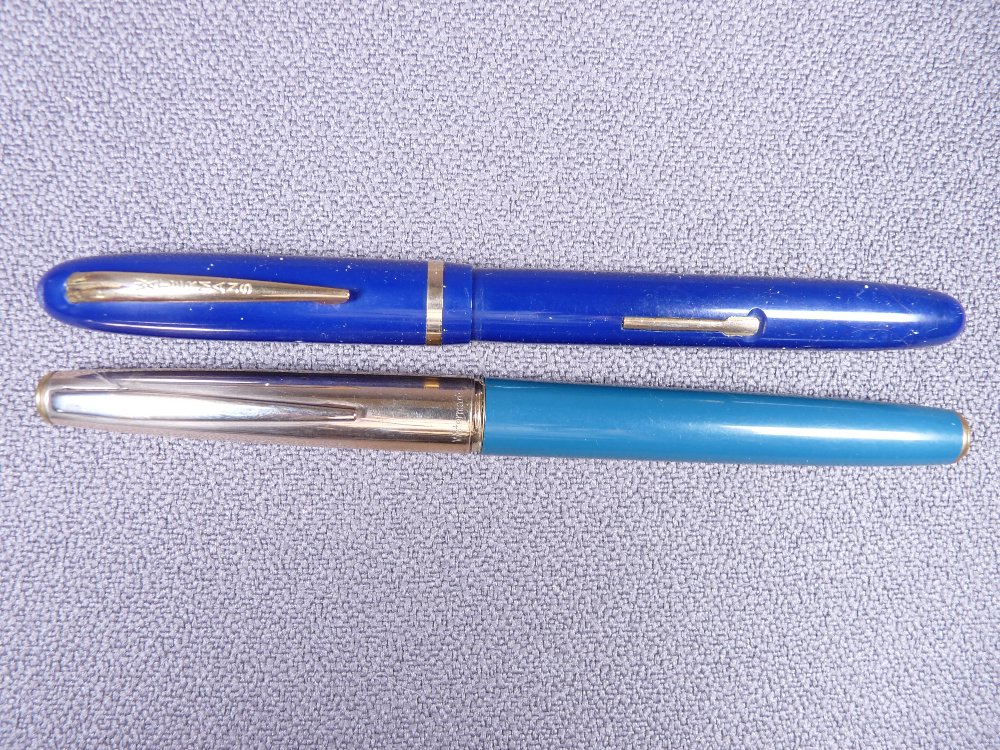 WATERMAN - Vintage (late 1940s) blue Waterman Champion 501 fountain pen, with gold plated trim and