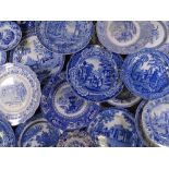 BLUE AND WHITE WARE-good selection (approx 26 pieces) of circular blue and white plates, various