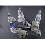 5 LLADRO STYLE FIGURES, various subjects