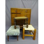 A REPRO WALNUT CHEST of 3 long and 2 short drawers (top requiring repolishing) and 3 assorted