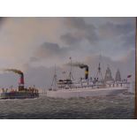 GEORGE T BROWN. Oil on canvas- 'Avocet' accompanied by a tug, leaving the Mersey. Signed and dated