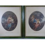 A PAIR OF EARLY OVAL COLOURED PRINTS AFTER WHEATLEY-"The Jealous Rival" and "The Careless