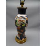 TABLE LAMP. LARGE IMARI STYLE, deep blue ground with floral decoration 40cms high, no shade 60R £50