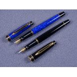 WATERMAN - Modern 1990s France blue Waterman Expert II fountain pen fitted with a gold plated two-