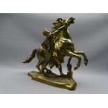 BRONZE MARLI HORSE AND HANDLER, 33cms long, 38 cms high (old reattachment repair to tail)