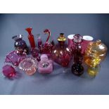 CRANBERRY GLASSWARE- parcel of 7 sundry pieces and good parcel of other coloured glassware