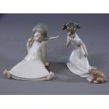 LLADRO-ANGELIC FIGURINE and a Nao figurine- little girl and puppy