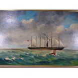 SYD WALKER. OIL ON BOARD the SS Great Britain at sea, monogrammed, 60x90 cms