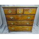 AN ANTIQUE OAK CHEST of 3 long and 2 short drawers with centre box drawer, 92 cms wide, 90 cms