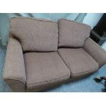 A MODERN 2-SEATER DOUBLE BED SETTEE in light brown ribbed upholstery