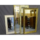 MIRRORS-A GOOD PARCEL OF 4- 2 tall with bevelled glass, a large unbevelled gilt framed and a