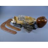 ORIENTAL ITEMS INCLUDING, ALSO TWO BOOMERANGS