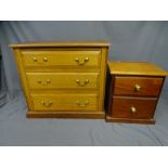 GOOD MAHOGANY 3-DRAWER COMPACT CHEST and a small 2-drawer chest.
