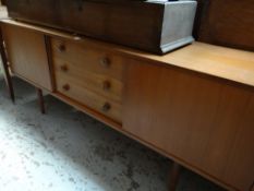 MID-CENTURY TEAK LONG SIDEBOARD, together with a James Phillips & Sons glazed sliding door