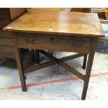 19TH CENTURY OAK SINGLE DRAWER LOW-BOY DESK, 76cms wide