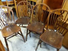 SET OF FOUR WHEEL BACK KITCHEN CHAIRS (4)