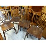 SET OF FOUR WHEEL BACK KITCHEN CHAIRS (4)