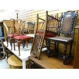 LARGE ASSORTMENT OF MIXED FURNITURE including dining table, slatted garden table, chairs, clock