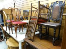 LARGE ASSORTMENT OF MIXED FURNITURE including dining table, slatted garden table, chairs, clock