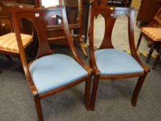 PAIR OF GONDOLA-STYLE MAHOGANY ELBOW CHAIRS