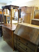 MODERN CHEST OF THREE LONG & TWO SHORT DRAWERS, together with a vintage bureau, small side table (