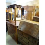 MODERN CHEST OF THREE LONG & TWO SHORT DRAWERS, together with a vintage bureau, small side table (