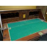 GEORGE III MAHOGANY CROSS-BANDED & BOXWOOD STRUNG BUREAU, fitted interior, five graduated drawers,