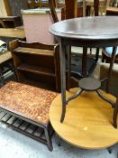 ASSORTED VINTAGE & RETRO FURNITURE comprising three tables and an open bookcase (4)