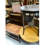 ASSORTED VINTAGE & RETRO FURNITURE comprising three tables and an open bookcase (4)