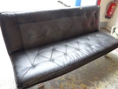 MODERN BLACK LEATHER ADJUSTABLE SOFA BED with steel feet