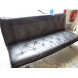 MODERN BLACK LEATHER ADJUSTABLE SOFA BED with steel feet