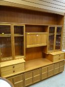 STYLISH MID-CENTURY TEAK LOUNGE UNIT together with a pine dresser, 135 x 72 x 43cms (2)