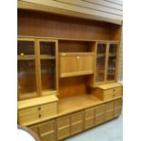 STYLISH MID-CENTURY TEAK LOUNGE UNIT together with a pine dresser, 135 x 72 x 43cms (2)