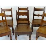 SET OF SIX 19TH CENTURY FARMHOUSE CHAIRS (6) Condition Report: one old chipped corner seat, one