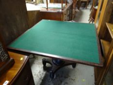 WILLIAM IV ROSEWOOD FOLD-OVER BAIZE-LINED CARD TABLE