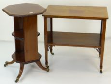 EDWARDIAN INLAID MAHOGANY OCTAGONAL OCCASIONAL TABLE on four bow supports with three lower