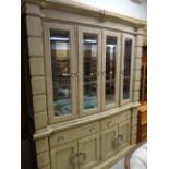 MODERN GLAZED CABINET configured by base of two cupboards, two drawers and an upper shelved