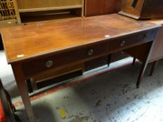 ANTIQUE MAHOGANY TWO DRAWER SIDE TABLE, 122cms wide