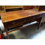 ANTIQUE MAHOGANY TWO DRAWER SIDE TABLE, 122cms wide