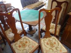 WILLIAM IV ROSEWOOD FOLD-OVER CARD TABLE and four later dining chairs (5)