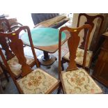 WILLIAM IV ROSEWOOD FOLD-OVER CARD TABLE and four later dining chairs (5)