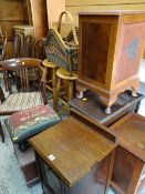 ASSORTED SMALL FURNITURE including stool, two floor standing speakers, chairs, pair of bar stools