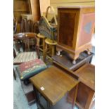 ASSORTED SMALL FURNITURE including stool, two floor standing speakers, chairs, pair of bar stools