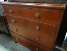 VINTAGE PAINTED PINE CHEST OF THREE LONG & TWO SHORT DRAWERS