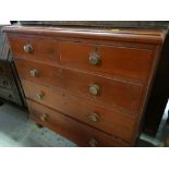 VINTAGE PAINTED PINE CHEST OF THREE LONG & TWO SHORT DRAWERS