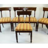 SET OF TEN WILLIAM IV MAHOGANY DINING CHAIRS having tapering stuff-over seats of reeded tapered