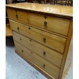 EDWARDIAN SYCAMORE CHEST OF THREE LONG & TWO SHORT DRAWERS, 106cms wide