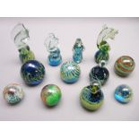 VINTAGE GLASS PAPERWEIGHTS x 12 by Mdina and other makers in similarly styled patterns and colours