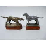 VINTAGE CAR MASCOTS X 2 DOGS by Beards of Cheltenham, to include RETRIEVER, 6cms H, 13.5cms L, and a