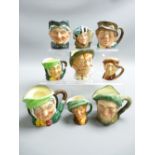 SMALL ROYAL DOULTON CHARACTER JUGS x 9, various titles include 'Jarge', 'Grandma', 'Sairey Gamp', '